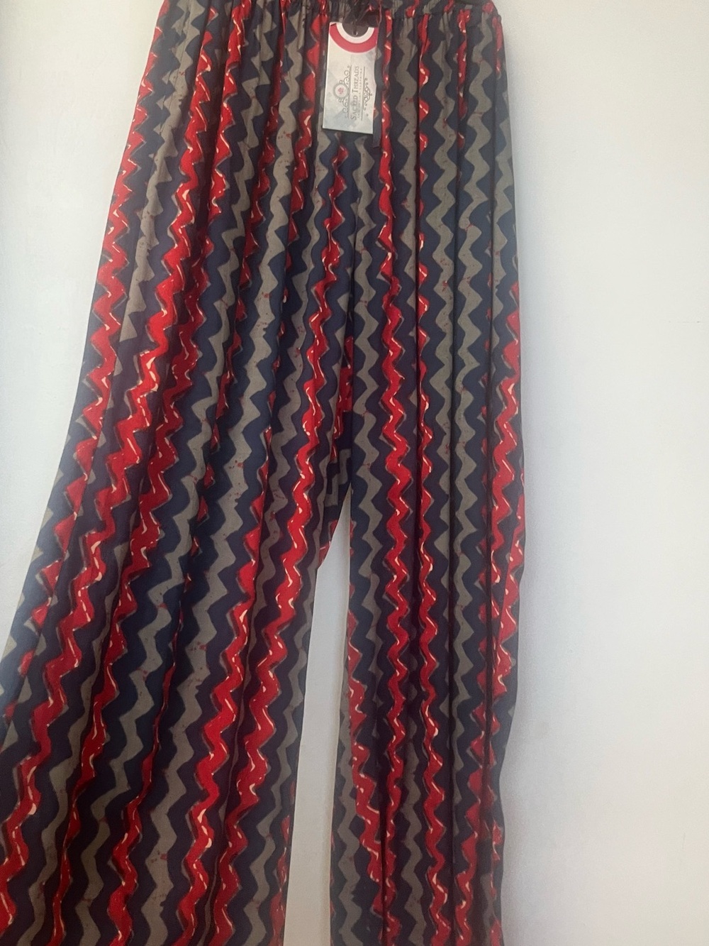 Sacred Threads Red, Black & Gray Zigzag Palazzo Pants
